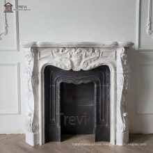Cheap Stone Design Carving French Style White Natural Marble Mantel Estate Fireplace For Sale